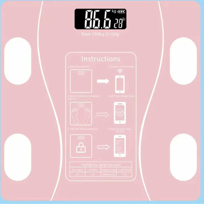 Smart Bluetooth-våg för kroppsfett, rosa