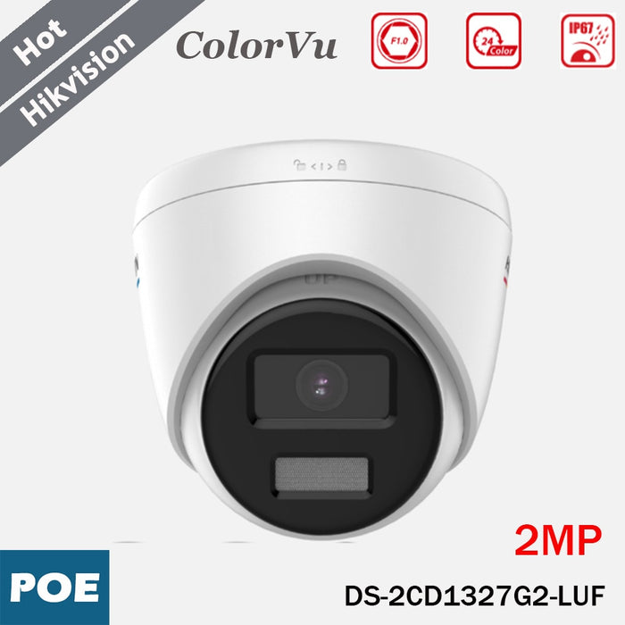 Cámara de seguridad IP Hikvision de 2 MP a color con micrófono integrado