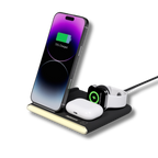 Chargeur sans fil pliable 4 en 1 Jabees PowerGlow avec lumière LED