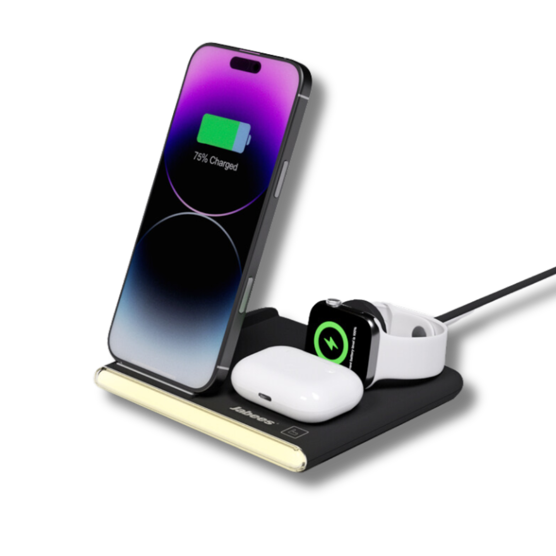 Chargeur sans fil pliable 4 en 1 Jabees PowerGlow avec lumière LED
