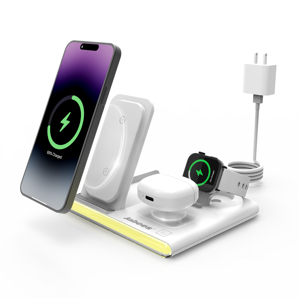 Chargeur sans fil pliable 4 en 1 Jabees PowerGlow avec lumière LED