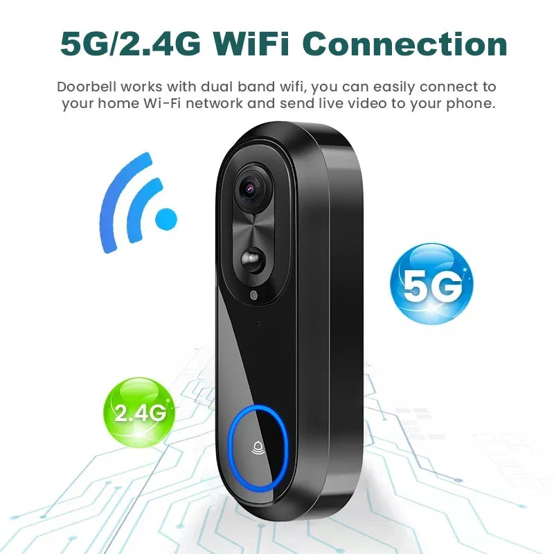 Sonnette connectée avec caméra Wi-Fi 1080p