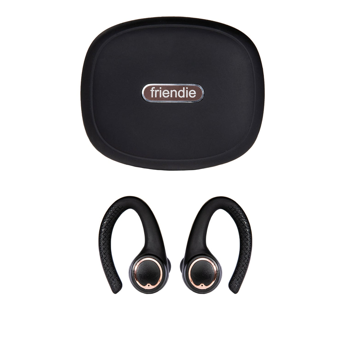 Matte black and rose gold AIR Active 2.0 sports earbuds