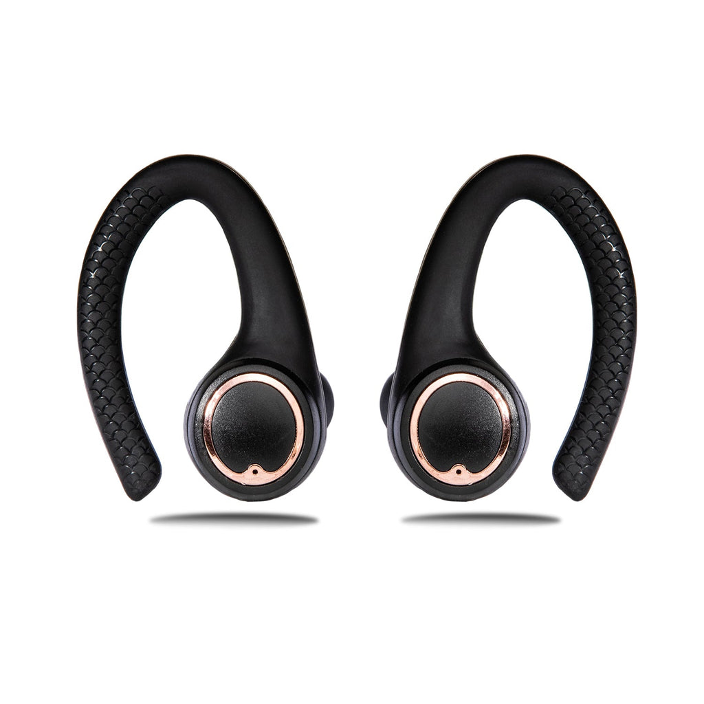 Matte black and rose gold AIR Active 2.0 sports earbuds