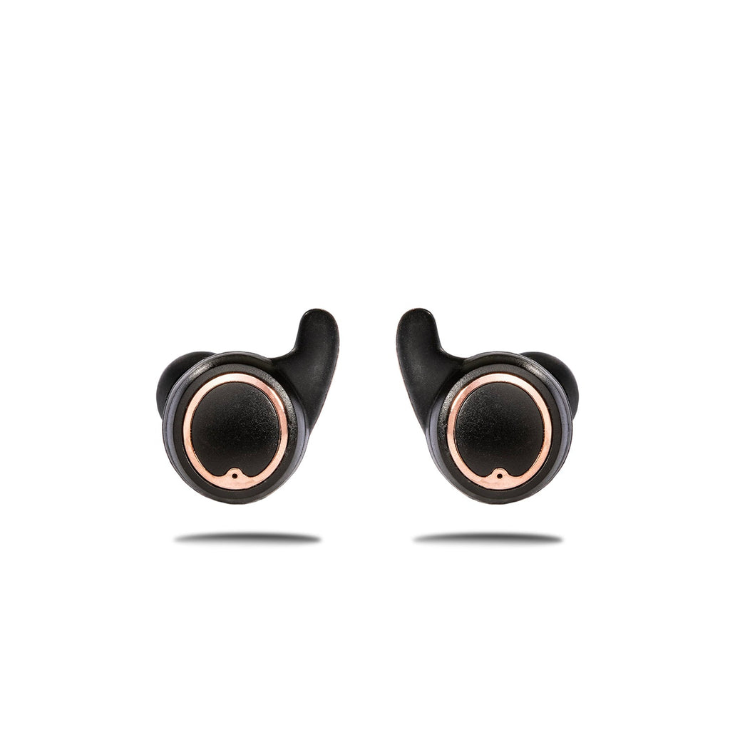 Matte black and rose gold AIR Active 2.0 sports earbuds