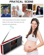 Red digital stereo FM radio receiver