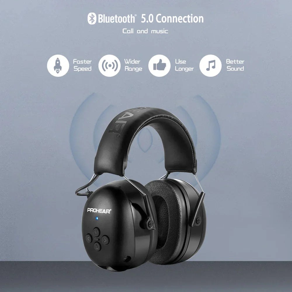 Casque antibruit électronique Bluetooth de protection auditive, noir