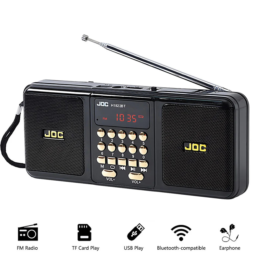 Bärbar högtalare med Bluetooth och FM-radio, svart