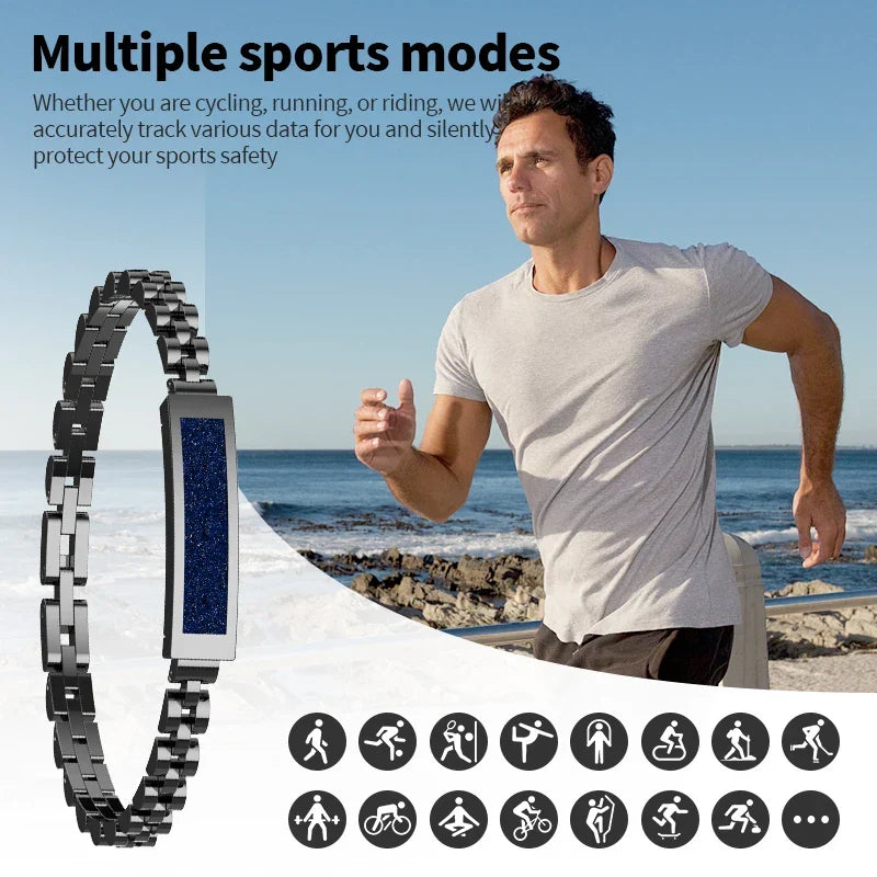 Black smart health band with pedometer