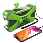 Green solar hand-crank emergency radio