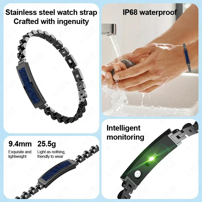 Black smart health band with pedometer