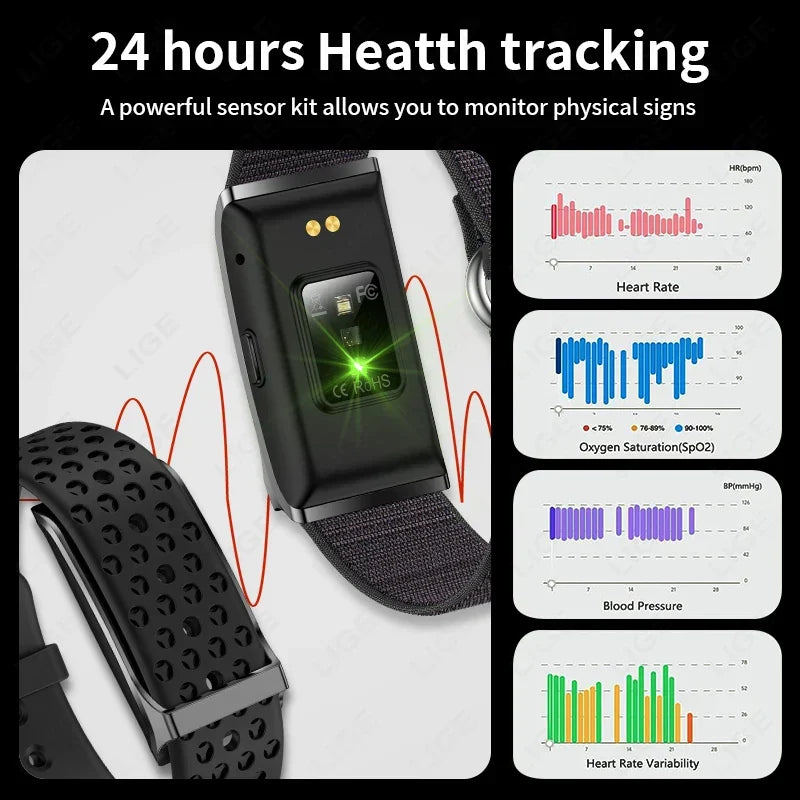 Bracelet d'activité connecté sans écran, noir