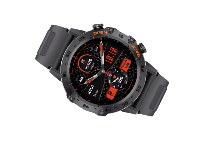 Montre connectée Bluetooth pour homme, noire