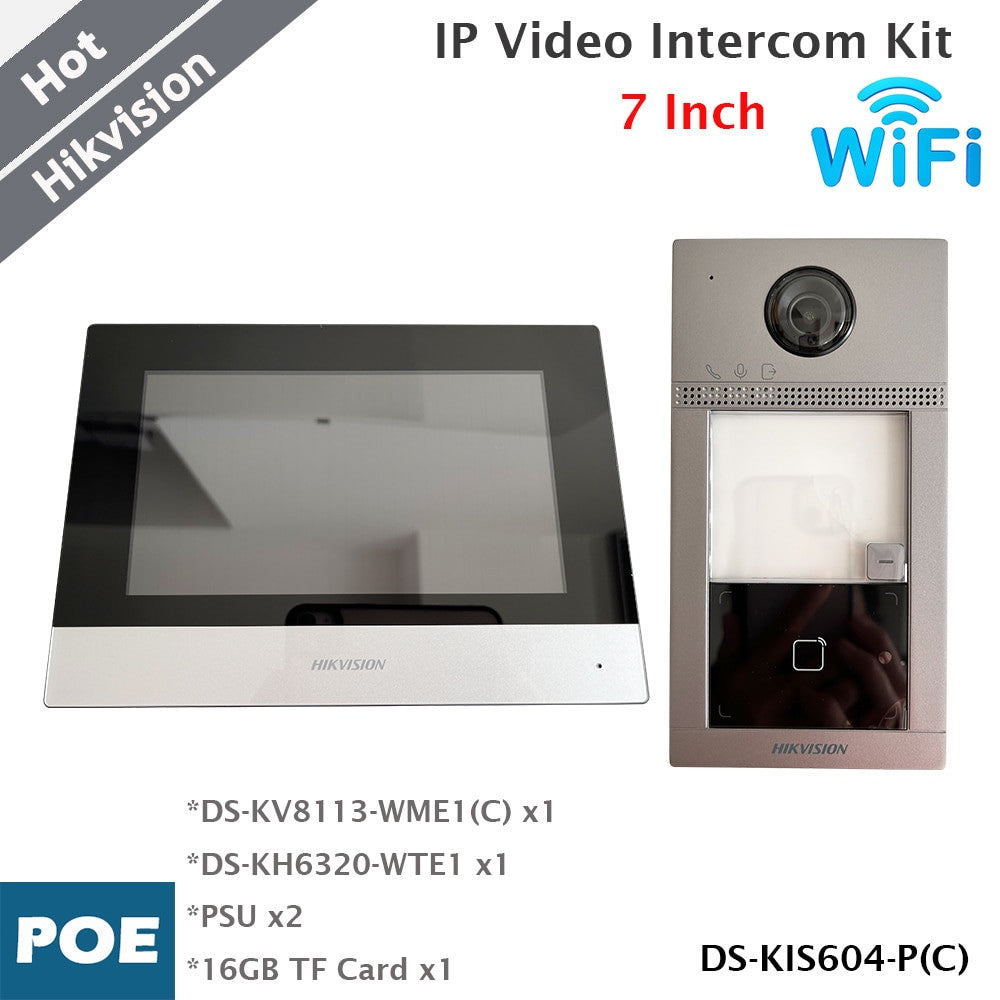 Hikvision Wi-Fi IP-videoporttelefonpaket med 7-tums färgskärm
