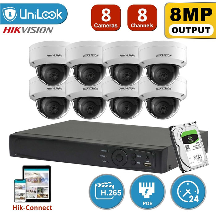 Kit de videovigilancia IP Hikvision 4K de 8 MP con PoE, DS-2CD2185FWD-IS
