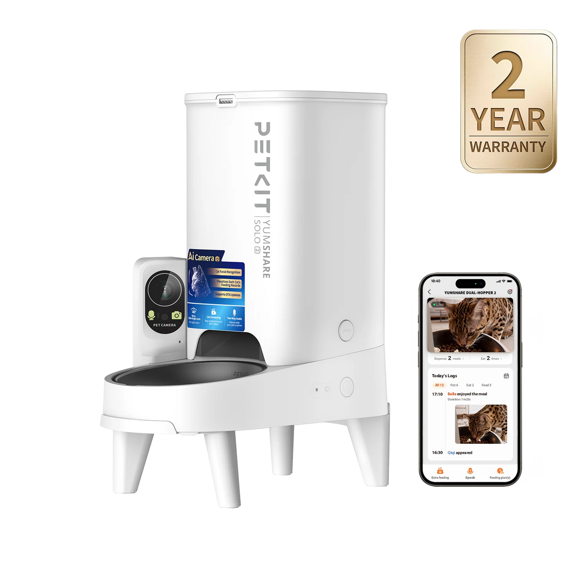 PETKIT YumShare Solo 2 automatisk matare med kamera